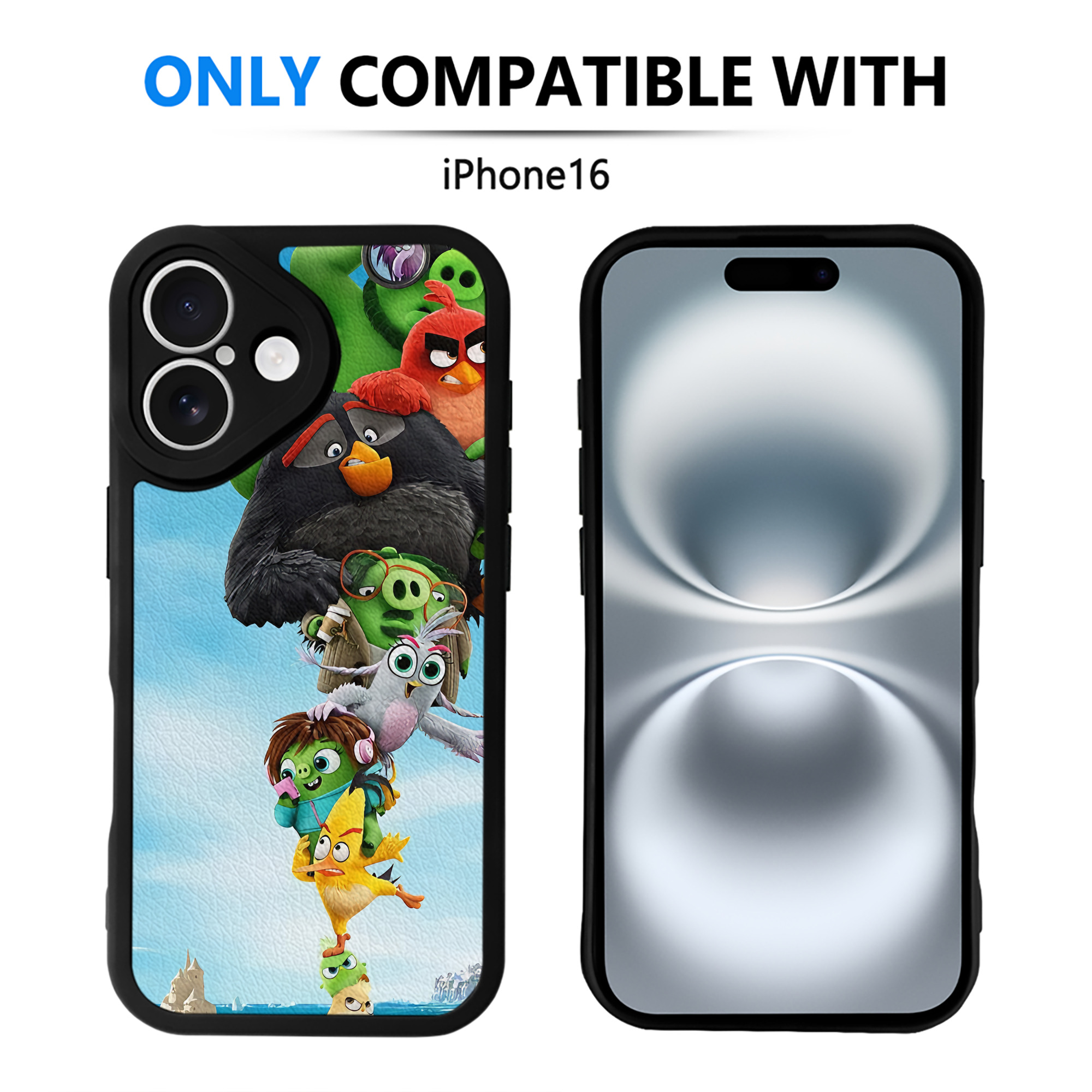 （画像用） Angry Birds アングリーバード 【iPhone 16シリーズ対応】シリコンスマホケース（レザー調） 材質：シリコン